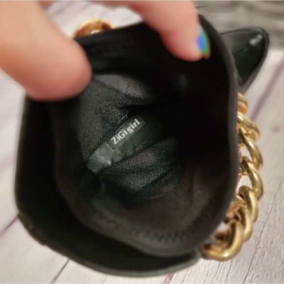 Z Gold Black ZiGi Girl Chained Platform Stiletto Sock Boots - Picture 13 of 14